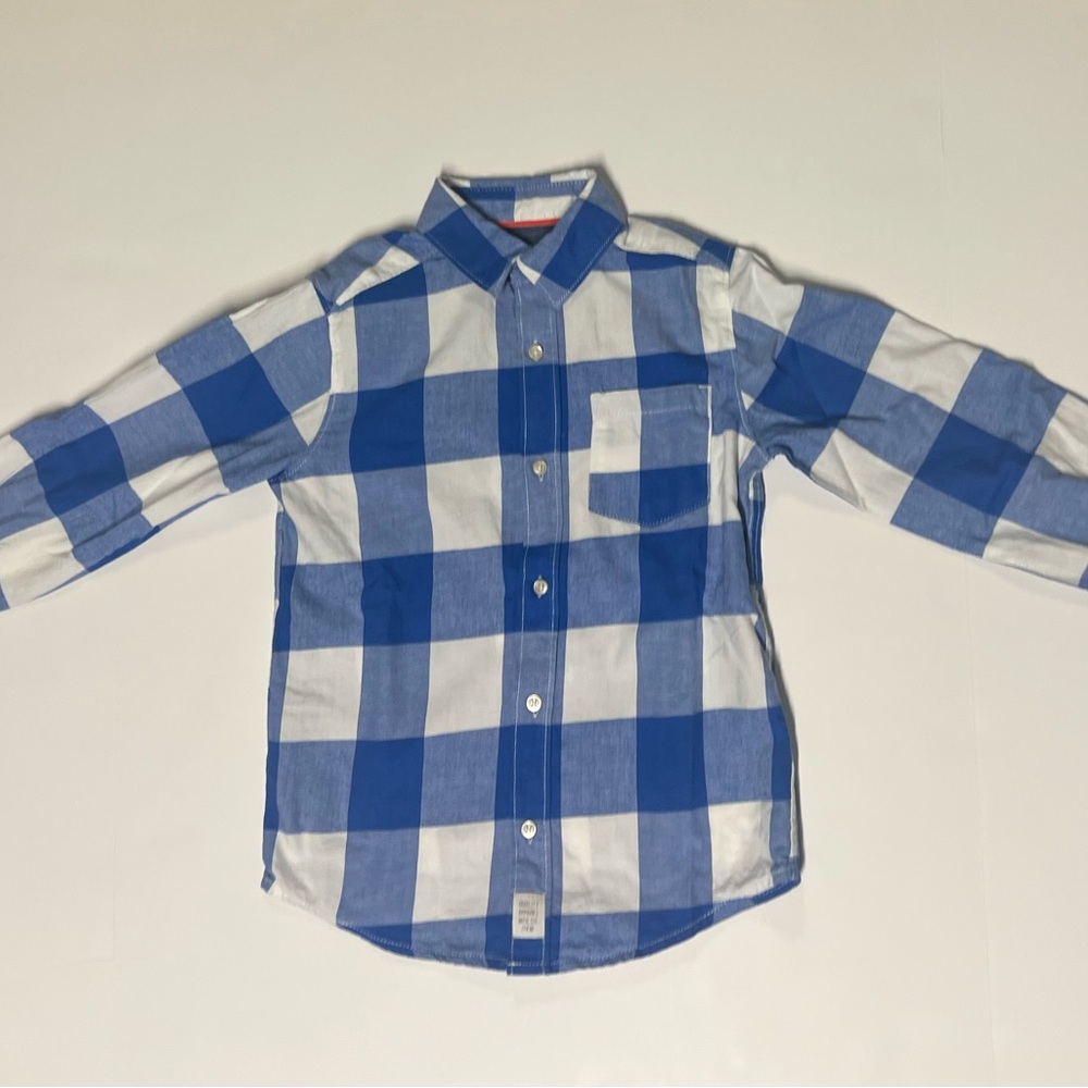 Carter's Blue and White Plaid Button Down Shirt Boys Size 7